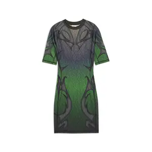 PUMA Womens X Aries Graphic Short Sleeve Mini Dress Casual Casual - Green
