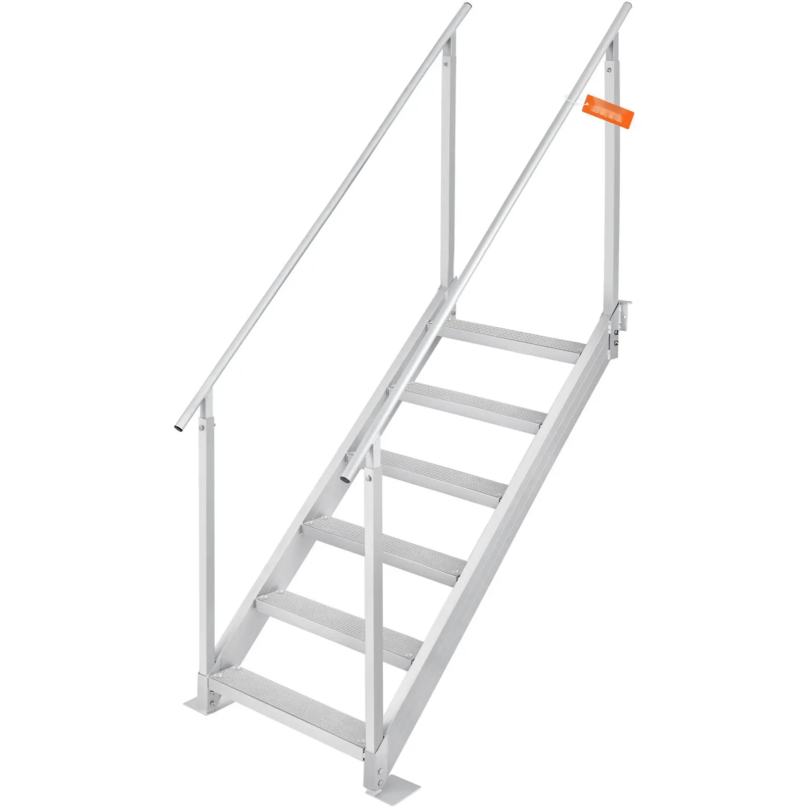 Dock Ladder for Boats, 43''-51'' Adjustable Height, 500 Lb Load Capacity, Aluminum Alloy 6-Step Pontoon Boat Ladder with Dual Handrails and Nonslip Rubber Mat, Ideal for Ship, Lake, Pool, Marine Boarding and Water Access