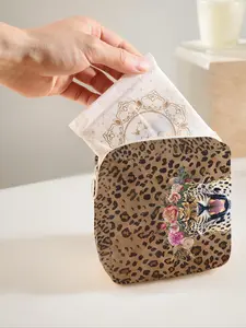 Leopard Print Portable Sanitary Napkin Storage Bag, Lightweight Tissue Bag for Women's Products, Travel Cosmetics Storage Box, Organizational Zipper Storage, Zipper Pouches
