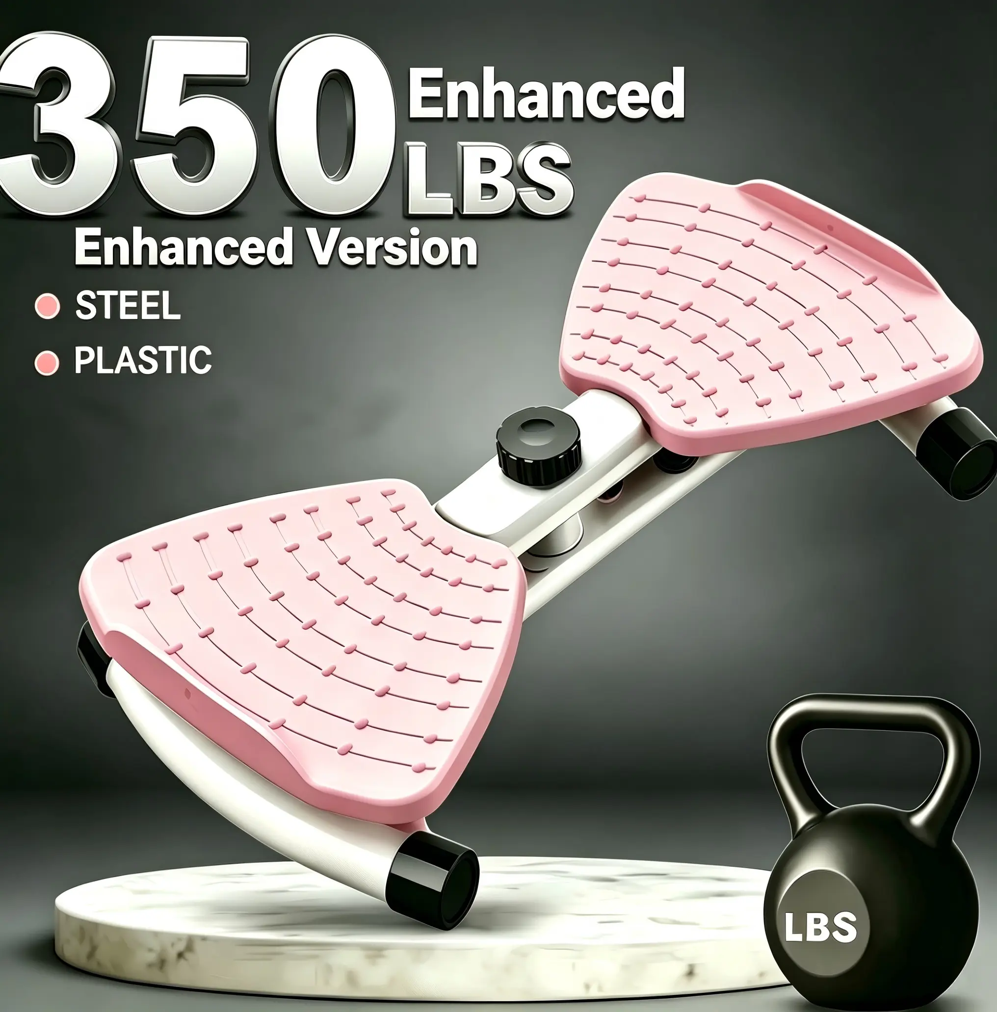Women's Waist Twisting Stepper - Portable Core Trainer Step Machine with Non-Slip Wide Textured Pedals, Adjustable Pedal Resistance Bands, Slip Resistance for Core Training, Waist Reduction Home Gym Equipment, Home Workout, Body Slimming