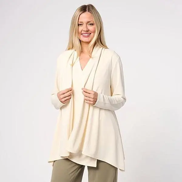 MarlaWynne WynneLayers Sueded Jersey Open Front Draped Cardigan