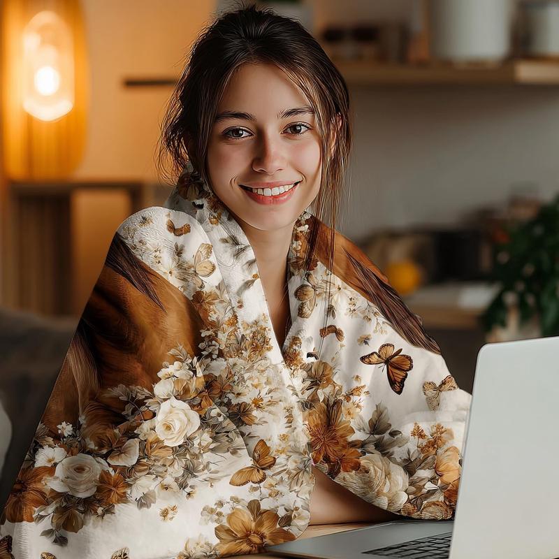 Horse Throw Blnaket Gifts for Women Girls Kids Adults, Super Soft Funny Vintage Brown Horses Blanket Gifts for Horse Lovers, Warm Cozy Plush Flannel Throw Blankets for Couch Bedding