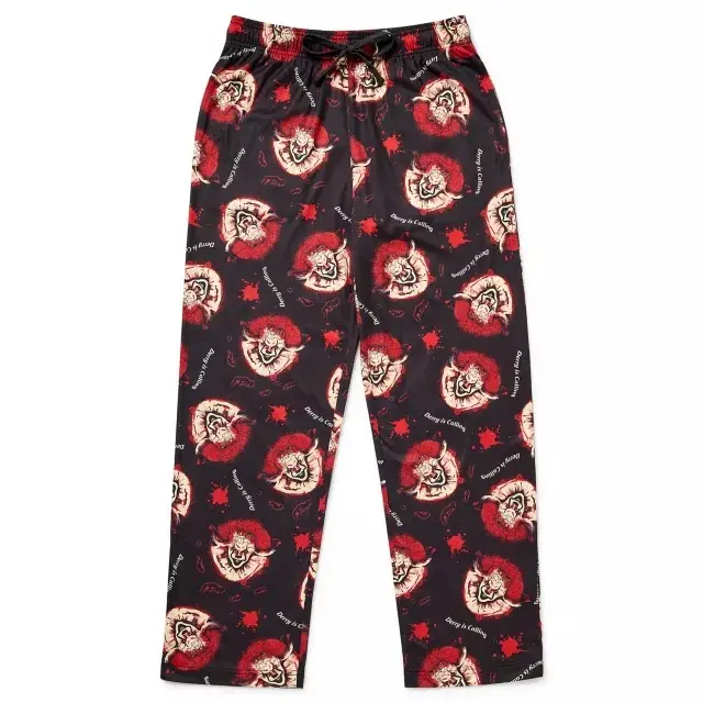 Evil Clown Pajama Pants for Men Women, Horror Movie Scary Clown Face Blood Splatter Print Lounge Pants, Cute Comfy Wide Leg Sleepwear, Soft Breathable All Season Halloween Casual PJ