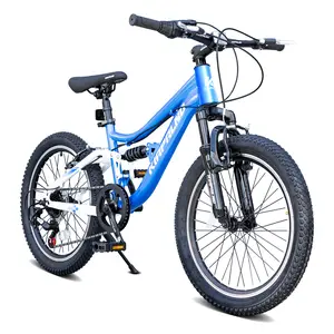 20 Inch Mountain Bike,7‑Speed Adult & Kids Dual‑Suspension Mountain Bicycle with Sturdy Steel Frame, Excellent Twist Shifting,Dual Handbrake & Adjustable Seat for Men Women Children