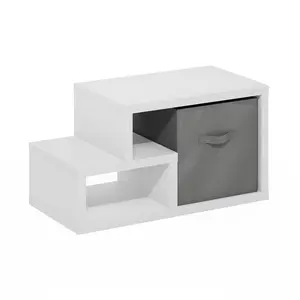 VIOLA Storage Shelf, 2-Tier Storage Rack with a Cube Drawer Bin, Extra Thick Frame Book Shelf, Bookshelf, Display Rack, for Organization and Storage, Living Room, Home Office, White