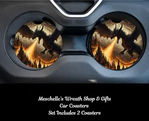 2-Pack Fire Breathing Dragon Car Coasters, Spill-Proof Vehicle Accessory, Stylish Functional Decor for Interior Upgrade, Car Accessory