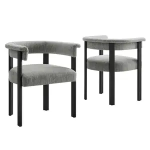 Imogen Fabric Upholstered Barrel Dining Chairs Set of 2 by Modway