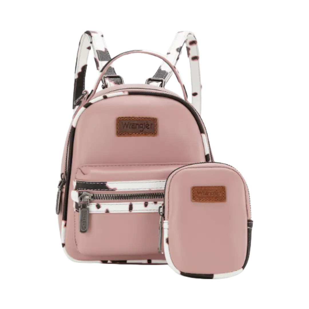 Wrangler Ladies Pink Cow Print Backpack With Coin Pouch WG102-8603PK
