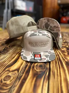 High Class White Trash 7 Panel Flatbill Snapback Trucker - Harvest Duck Camo/Sandstone