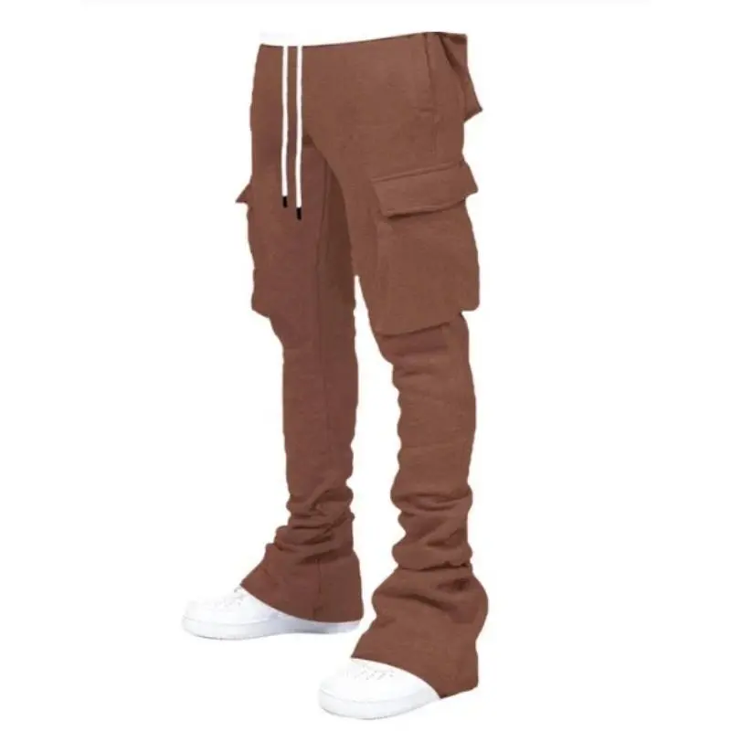 Men's Plus Size Cargo Stacked Pants - Summer Fleece Flare Hiphop Street Sweatpants Men's Plus Size Cargo Stacked Pants - Summer Fleece Flare Hiphop Street Sweatpants