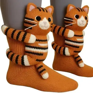 Funny Socks Knit 3D, 3D Knit Animal Socks, Funny Novelty Christmas Floor Sock, Winter Warm Thick Funny Animals Sock