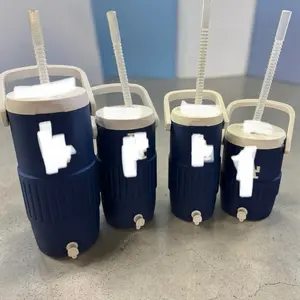 Blue and white sports team koozie