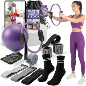 Pilates Ring Kit with Video Workout Guide, Studio Grade Anti-Deformation Pilates Kit with Ankle Weights for Women, Pilates Equipment Set for Beginner with Pilates Essentials kit for Women