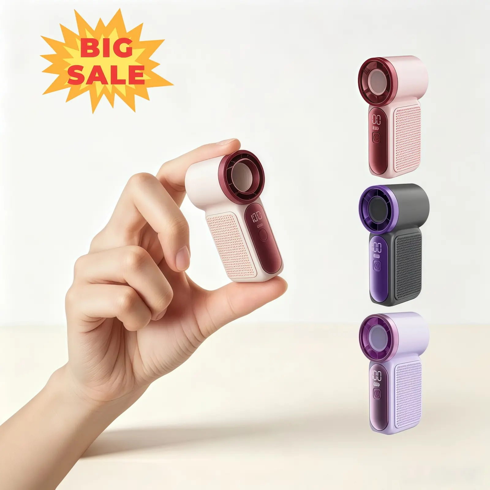 [Summer 2026 Must-Haves] Mini Portable Handheld Cooling Fan with LED Display - 6-Speed Turbo, USB Rechargeable, High-Speed Cooling, Women's Pocket-Size Fan for Travel, Makeup, Perfect Gift