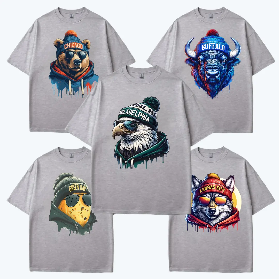 All Team Football Mascot Sport Grey T-Shirt, Vintage City Animal Fan Tee, Game Day Sports Shirt, Sunday Football Shirt, Football Mascot City Collection Graphic, Unisex Crewneck Gift for Men and Women, Gifts For Football Fans