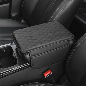 Car Armrest Box Heightening Pad With Side Storage Pocket, 1 Count PU Leather Car Armrest Box Cushion, Car Interior Decoration Accessories, Car Console Organizer, Universal Fit For Four Seasons, Car Organizer