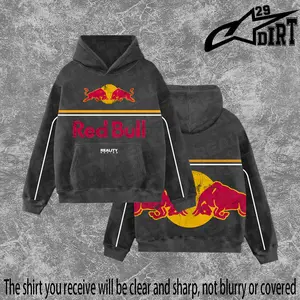 Dirt 29 - Redbull Motor GP Racing Washed Hoodie Vintage Motocross Streetwear Hoodie Dirt Bike Graphic Pullover Y2K Racing Hoodie Oversized Acid Wash Hoodie MX Rider Apparel Unisex Motorcycle Racing Sweatshirt Retro Moto Cross Hoodie