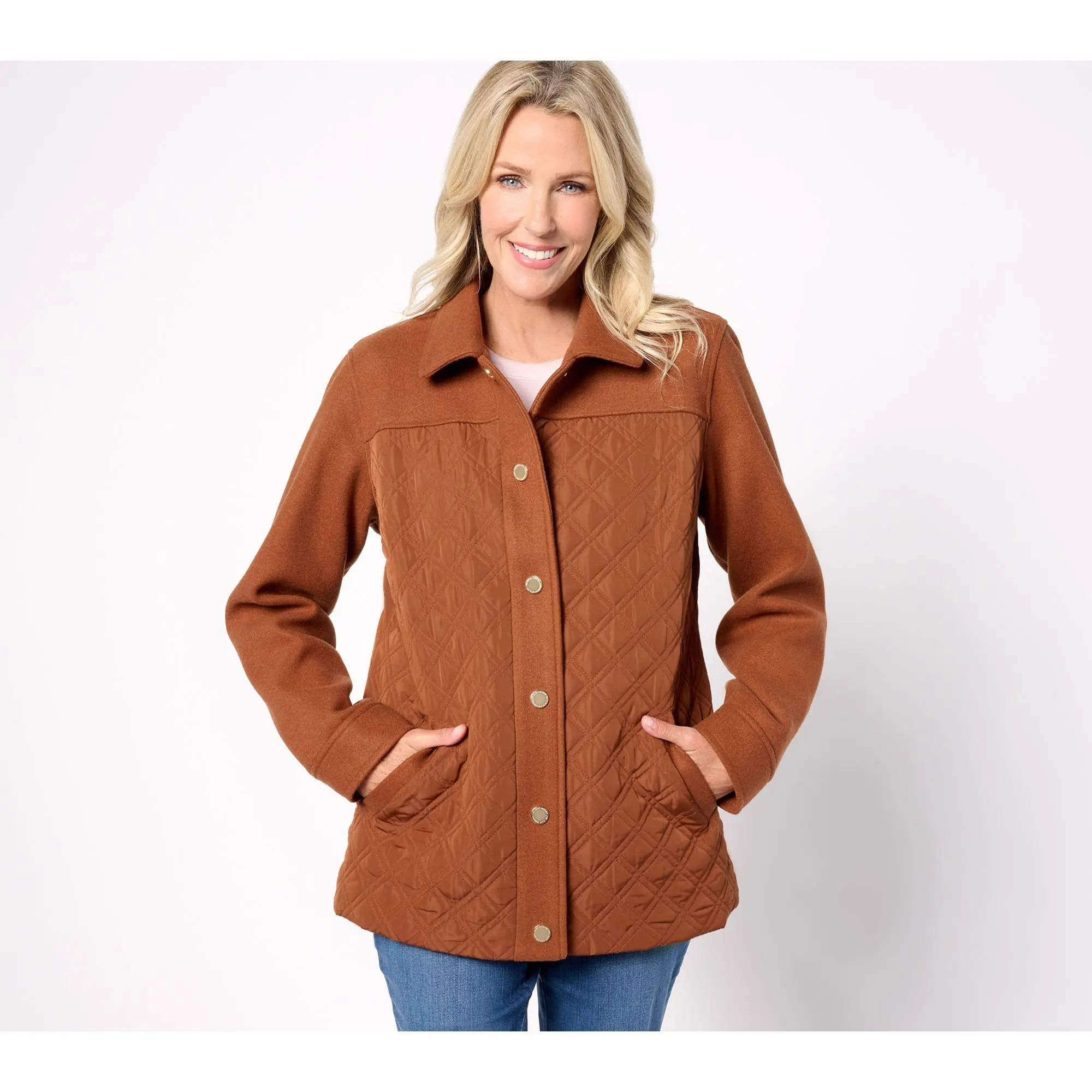 Isaac Mizrahi Live! Estate Mixed Media Quilted Jacket w/ Lining