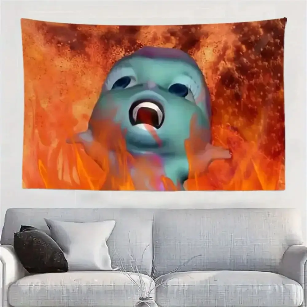 Large Humorous Bibble Meme Tapestry - Dopamine Art Hanging Lightweight Outdoor Tapestry, Home Decor for Living Room, Creative Gift Bedroom Wall Accessory Flag