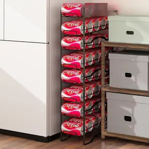 GILLAS 2 Pack Soda Can Organizer Rack for Pantry, Stackable Beverage Soda Can Storage Dispenser Holder for Refrigerator, Cabinet, Black
