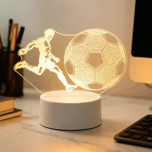 LED 3D Football Theme Table Lamp USB Plug Bedroom Bedside Creative Book Lamp Sports Enthusiasts Gift Decorative Night Light