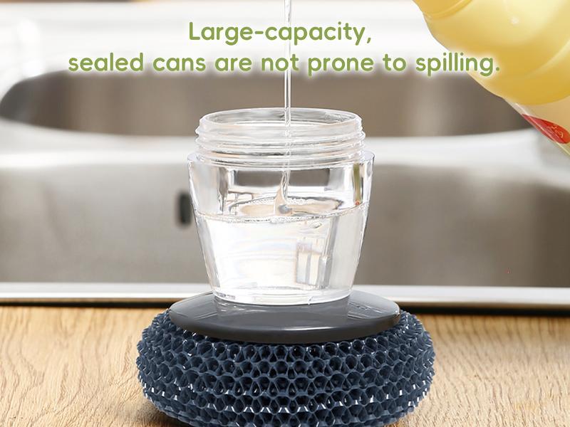 Kitchen Soap Dispensing Palm Brush Automatic Liquid Adding PET Ball Pot Brush Cleaner Push-type Brush Kitchen Detergent Tools