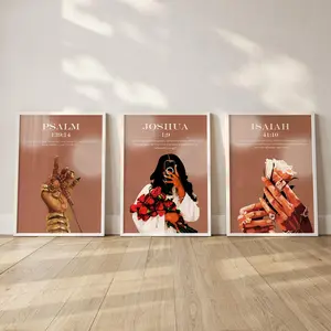 Set of 3 -  Christian Black Girl Wall Gallery; Bible Verse Prints Poster #68812