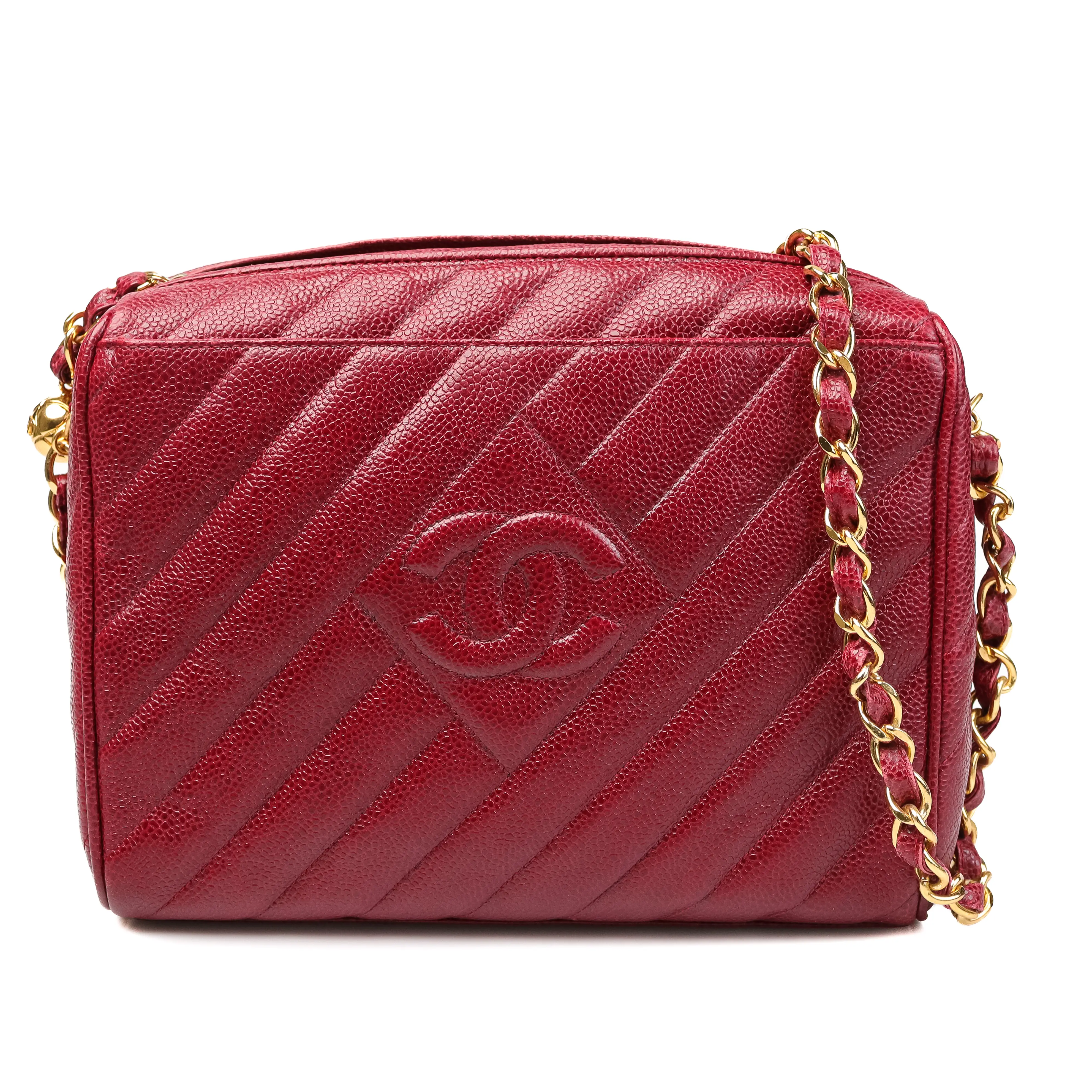 Pre-owned CHANEL Leather Crossbody bags C24050100 Maroon Caviar Crossbody