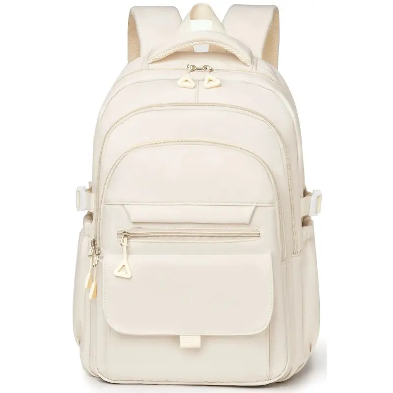 Beige Water Resistant Laptop Backpack - Cute School Backpack for High/Middle School Students, Fashion Aesthetic Teen Bookbag for Women, Water Resistant Bookbag, Cute Backpacks For School
