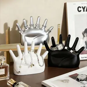 Vintage Palm Shaped Jewelry Display Stand Ring Holder Desktop Organizer