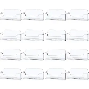 16 Pack Clear Desktop Business Card Holder Display, Plastic Business Card Stand for Office