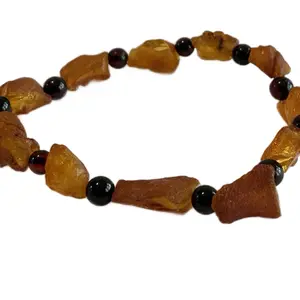 Baltic Amber Bracelet with Natural Shapes and Black Beads for Unique Style