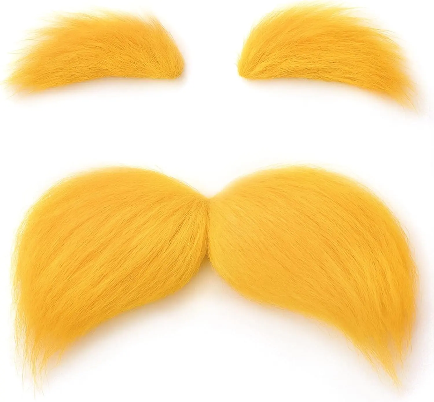 Self-Adhesive Yellow Mustache & Eyebrows Set - Cartoon Classic Styles Cosplay Accessory for Halloween Fun, Costume Event Use (Adults Targeted) [Sports & Outdoor Protective Gear Accessory], Multi-Size, Polyester Fiber