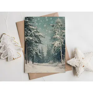 Midnight in the Forest Christmas Card - Festive Holiday Greetings