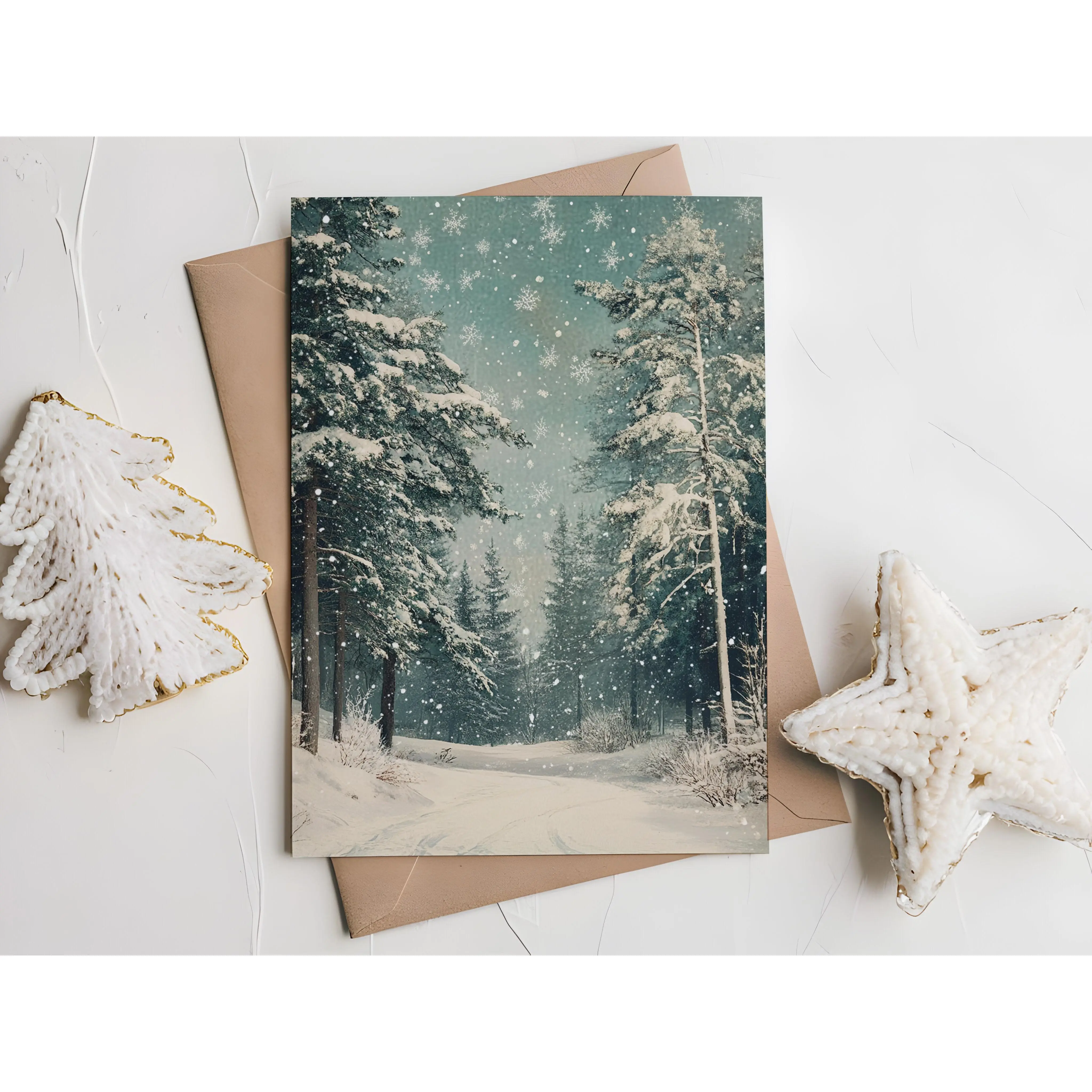 Midnight in the Forest Christmas Card - Festive Holiday Greetings