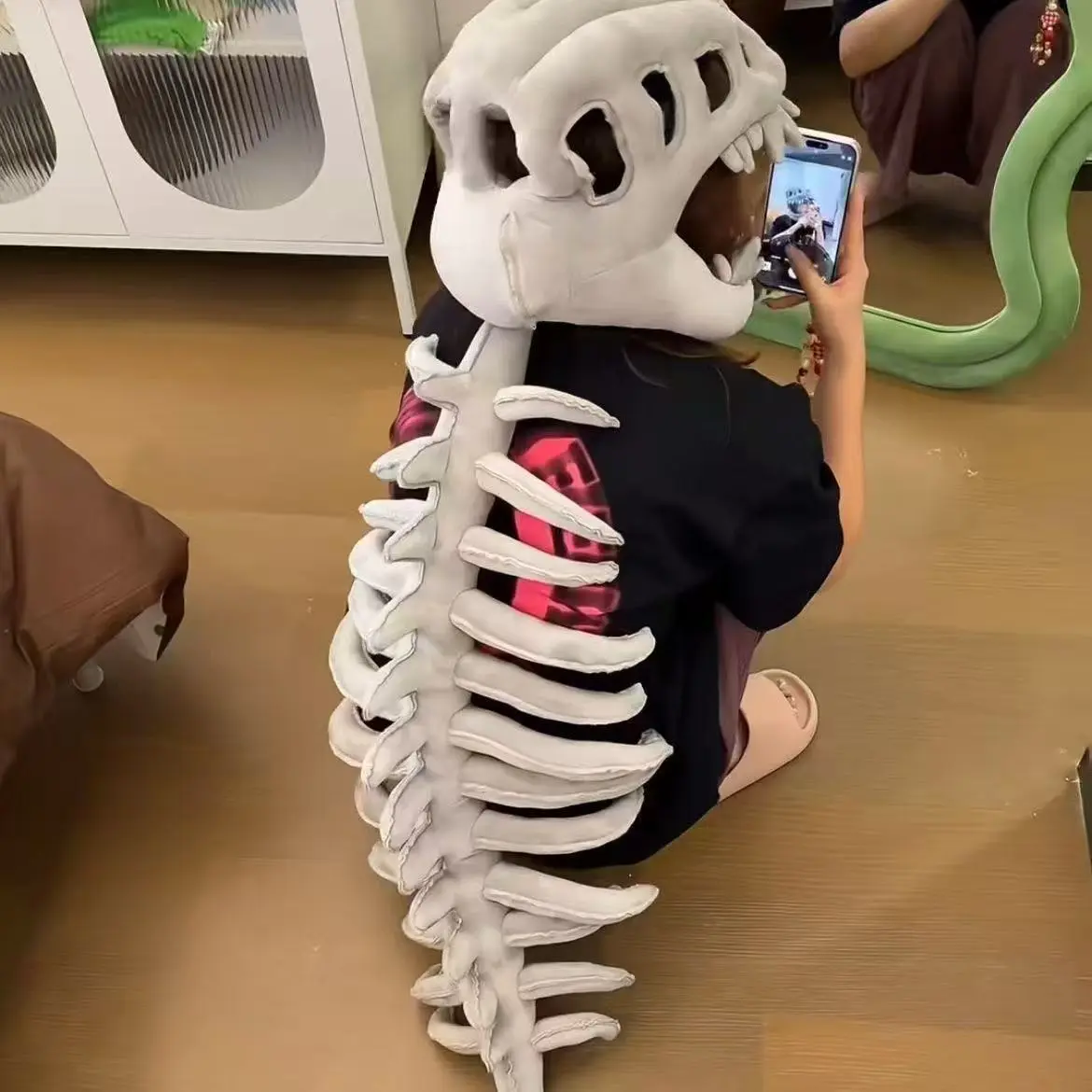80cm 3D Skeleton Dinosaur Costume - Halloween Skull Cosplay Outfit for Theme Party (Festive & Party Supplies)