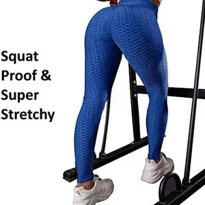Blue Textured Leggings Size Extra Large - Comfy High Waist Butt Lift Tummy Control Yoga Pants Super Stretchy & Squat Proof Fabric