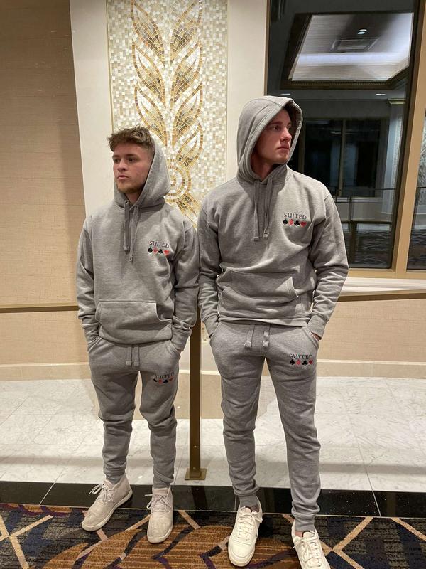 Suited Apparel Grey Sweatpants - Casual Fitted, Embroidered and Screen Printed - Fleece Material