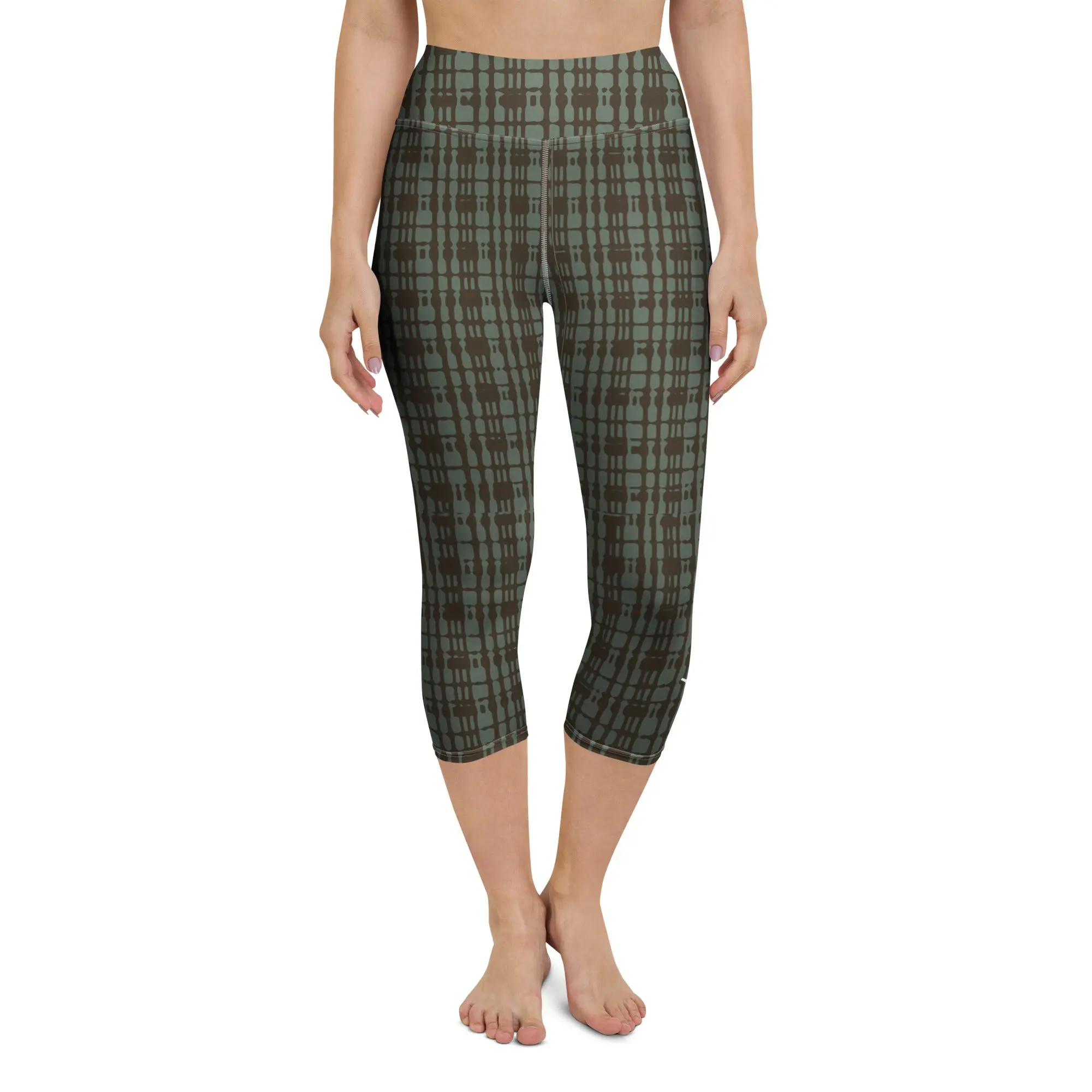 Mint Chocolate Plaid Yoga Capri Leggings