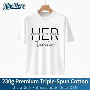 Premium 230g Cotton "I Am Her" Graphic Tee - Soft DTG Print "Worth Is Priceless" Inspirational T-Shirt, Breathable Eco-Ink Women's Statement Top, Meaningful Self-Love Gift