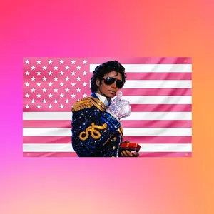 Michael Jackson Flag, MJ Tapestry, King of Pop Flag, Pink US Flag, Michael Jackson Decor, Music Legend Wall Tapestry