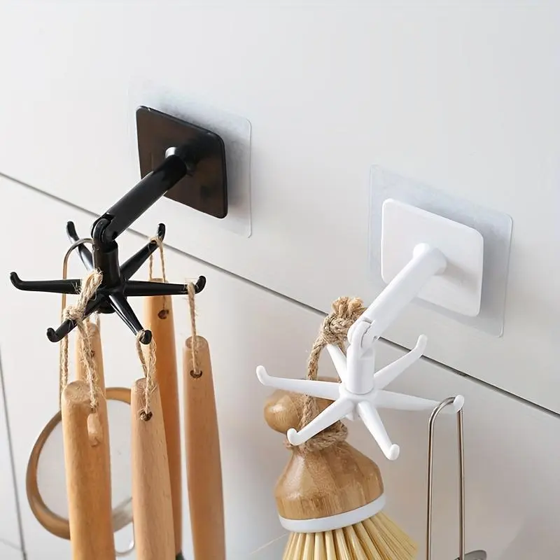 Kitchen appliance rack, 360-degree rotating folding hook, self-adhesive cabinet bottom turning hook, non-punching multi-functional hook, bathroom and kitchen accessories