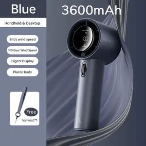 JISULIFE Mini Turbo Hand Fan, 100 High-Velocity Wind Speeds, 5000mAh Ultra-Battery Rechargeable, Smart LED Digital Display, Perfect for Summer Travel, Camping, Outdoor