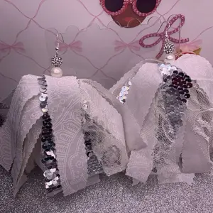 Fabric Earrings with Sequin Accents and Intricate Pattern Design for Stylish Accessory