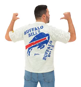 Zubaz NFL Unisex Adult Vintage 90s Full Back Zebra 2 Color Tonal All Over Short Sleeve T-Shirt, Buffalo Bills, X-Small