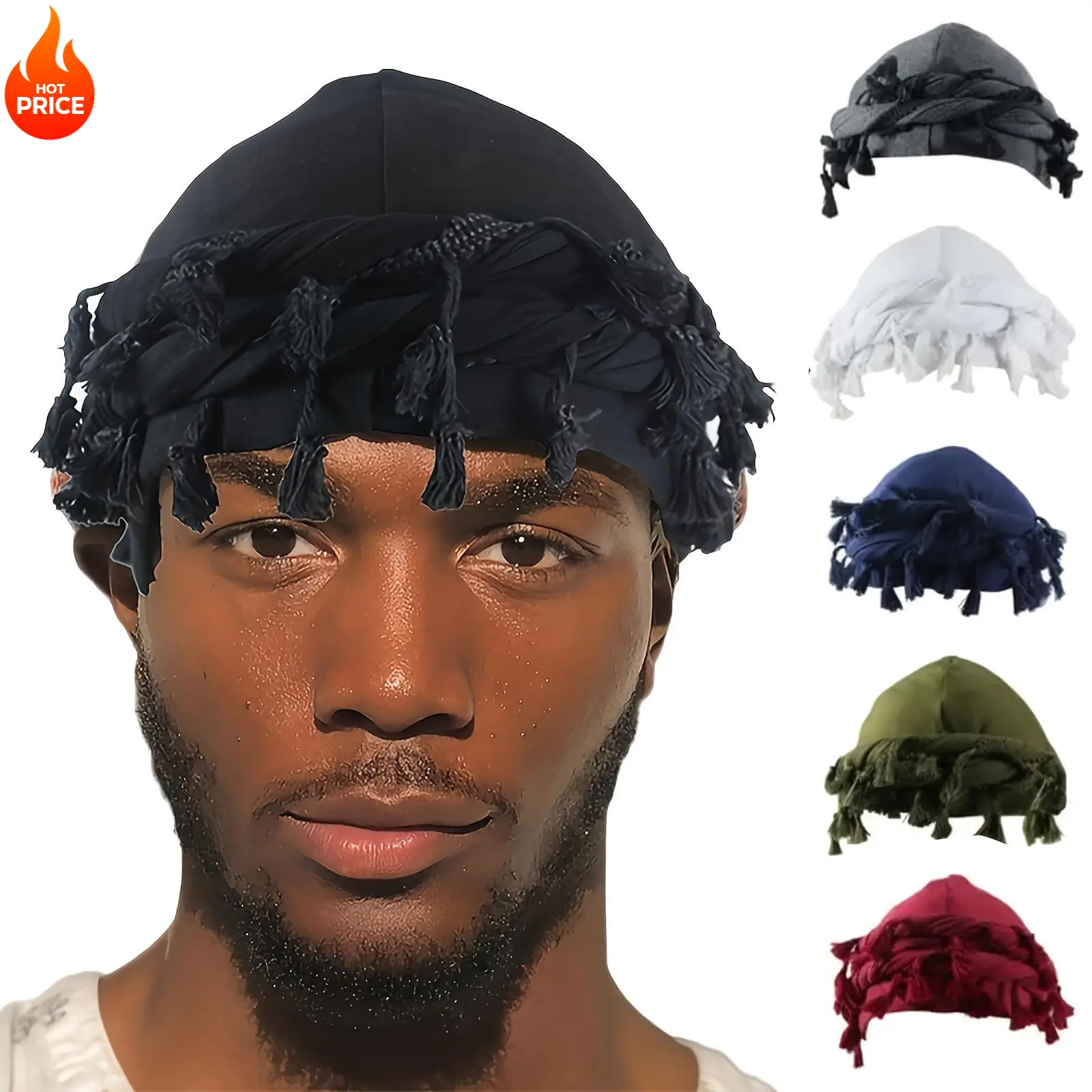Retro Twist Turban Beanie for Women, Long Tail Head Wrap with Tassel, Adjustable for Festivals and Everyday Wear, 58-60 cm