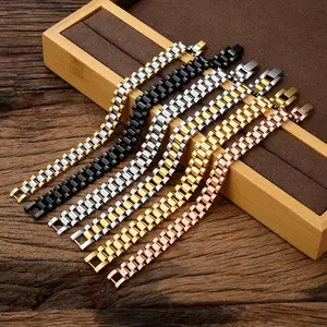 Fashion goldenen Women's Stainless Steel Chunky Watch Strap Chain Bracelet couple bracelet