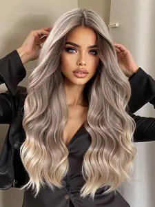 28 Inch Long Curly Wigs for Women, Gorgeous Fluffy Wigs without Bangs, Synthetic Lace Front Wigs for Party, Daily Use