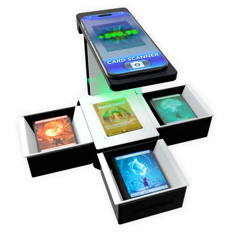 Scan Station, TCG Scanning App Stand & Organizer for Sleeved and Unsleeved Trading Cards, Phone Mount for ManaBox App