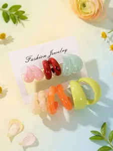 Women's Fashion Dopamine Resin Earrings Set, Colorful Circle Design, Casual Daily Wear Jewelry, Perfect Holiday Gift